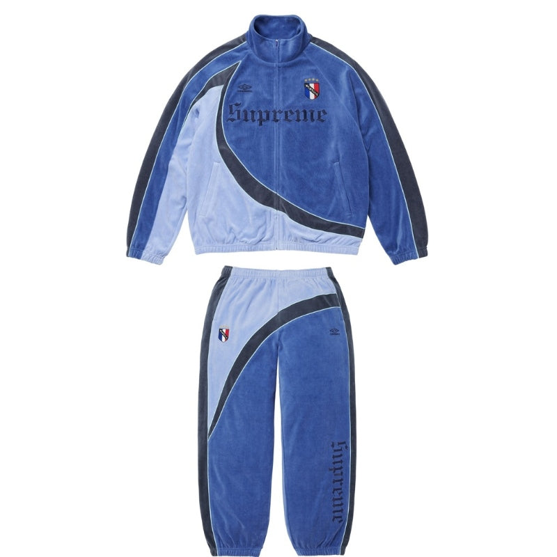 Conjunto Supreme x Umbro Velour Track Blue