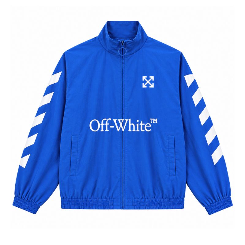 Jaqueta Off-White Twill Arrow Pattern Zipper Blue
