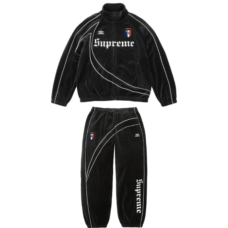 Conjunto Supreme x Umbro Velour Track Black