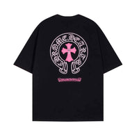 Camiseta Chrome Hearts Pink Cross Preta