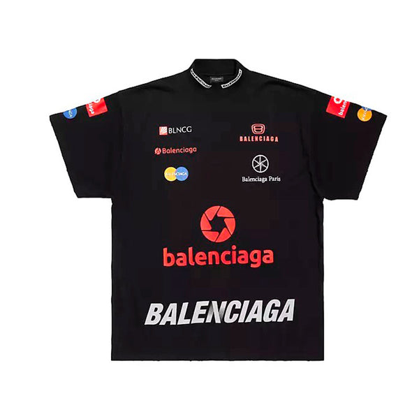 Balenciaga Oversized Soccer T Shirt in Pink & Black | FWRD