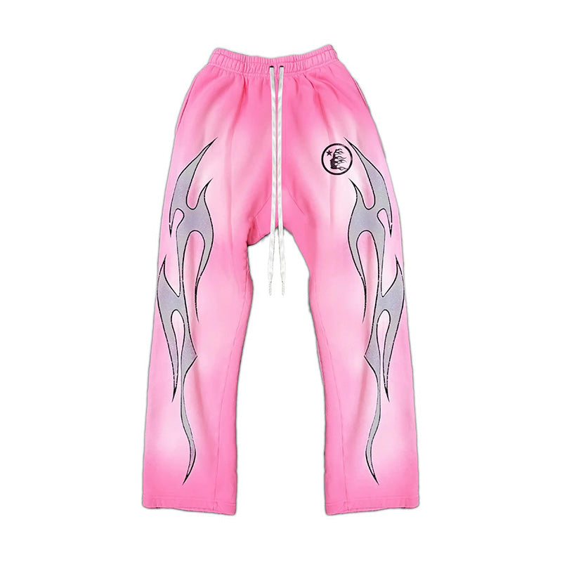 Calça Hellstar Flame Sweatpants Pink/Silver