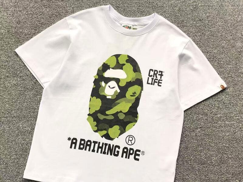 Camiseta BAPE x CR7Life Big Ape Head Camo Branca
