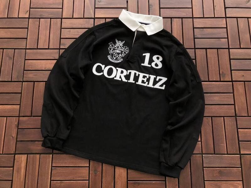 Camisa Corteiz Paneled Rugby Polo Preta