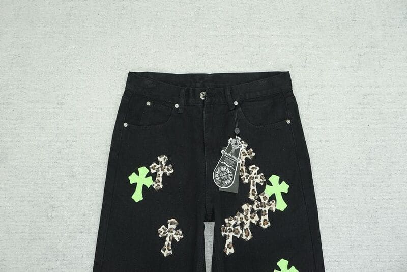 Calça Jeans Chrome Hearts Green & Leopard Cross