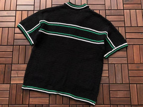 Pronta Entrega - Camiseta Casablanca Crochê Preta e Verde