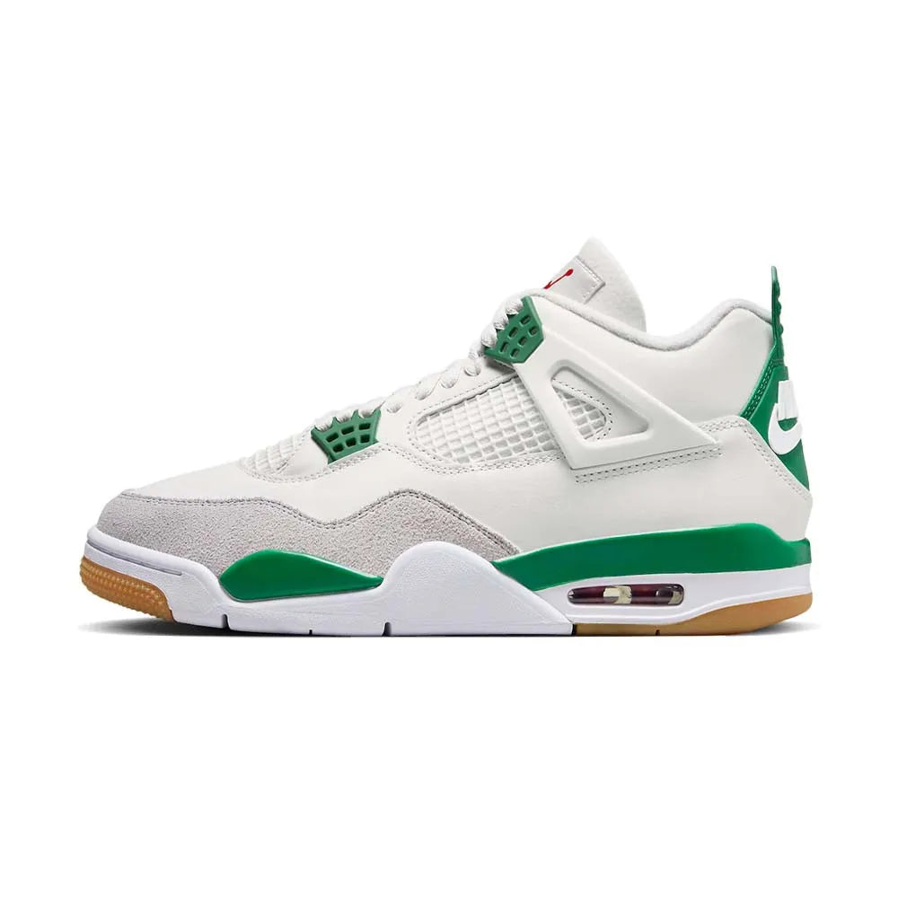 Jordan Big Kid's 4 Retro Branco/Verde Oxidado - Branco