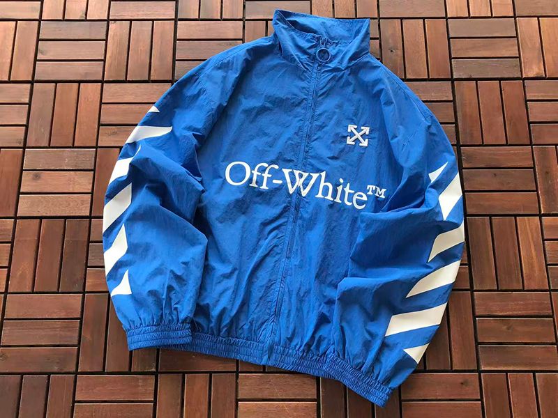 Jaqueta Off-White Twill Arrow Pattern Zipper Blue