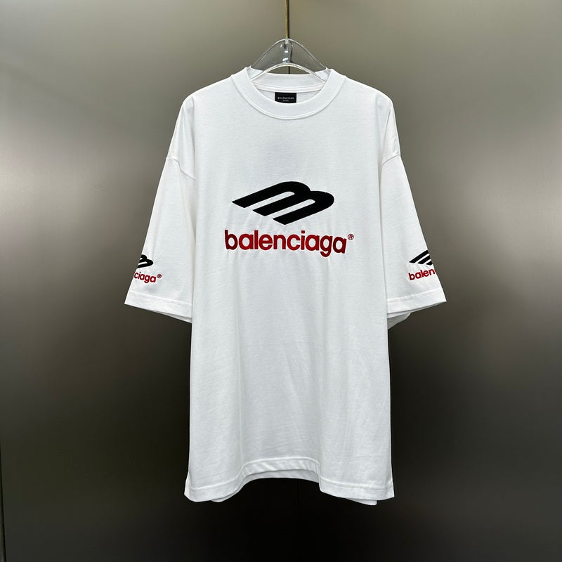 Camiseta Balenciaga Logo Embroidered Branca