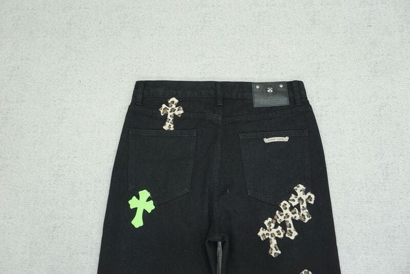 Calça Jeans Chrome Hearts Green & Leopard Cross