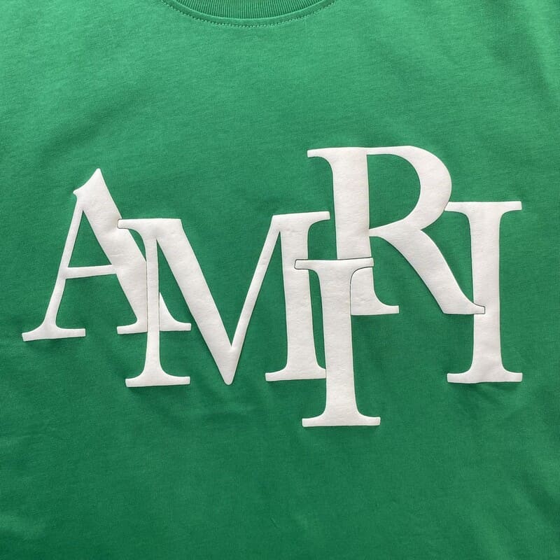 Camiseta Amiri Staggered Logo Verde