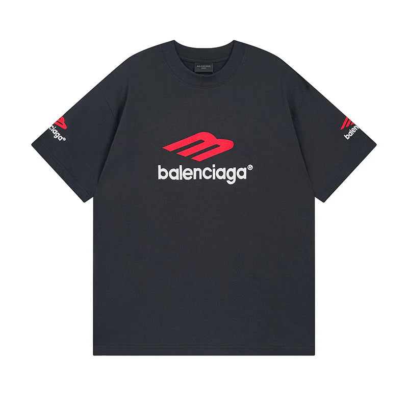 Camiseta Balenciaga Logo Embroidered Preta